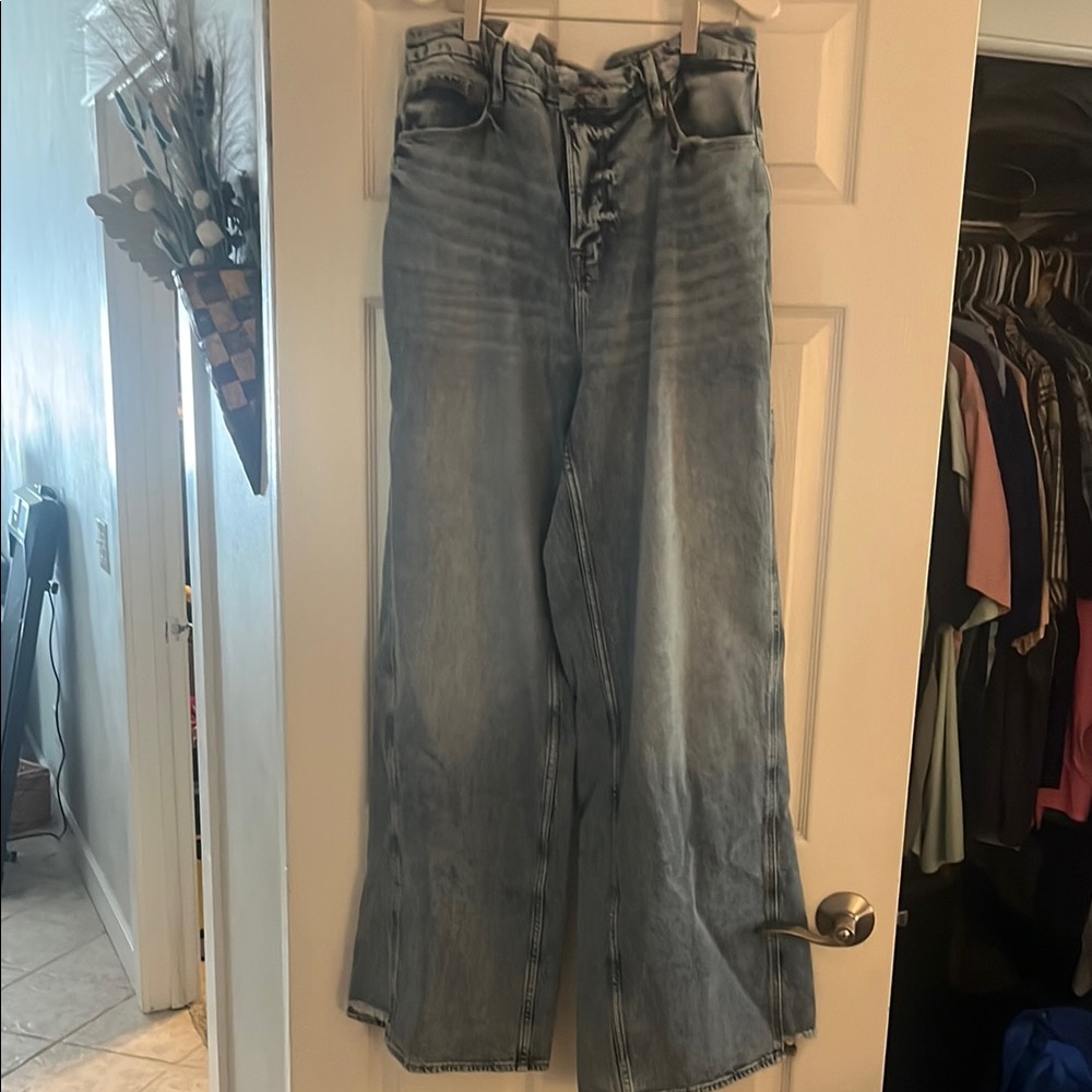 Good American Women's Light Blue Wide-Leg Jeans